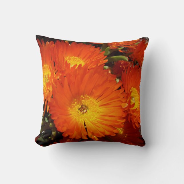Cojín Decorativo Gigante Naranja Daisies, (Anverso)