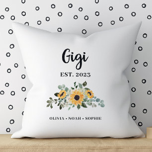 Cojín Decorativo Gigi   Girasol rústico Bonito y nombres