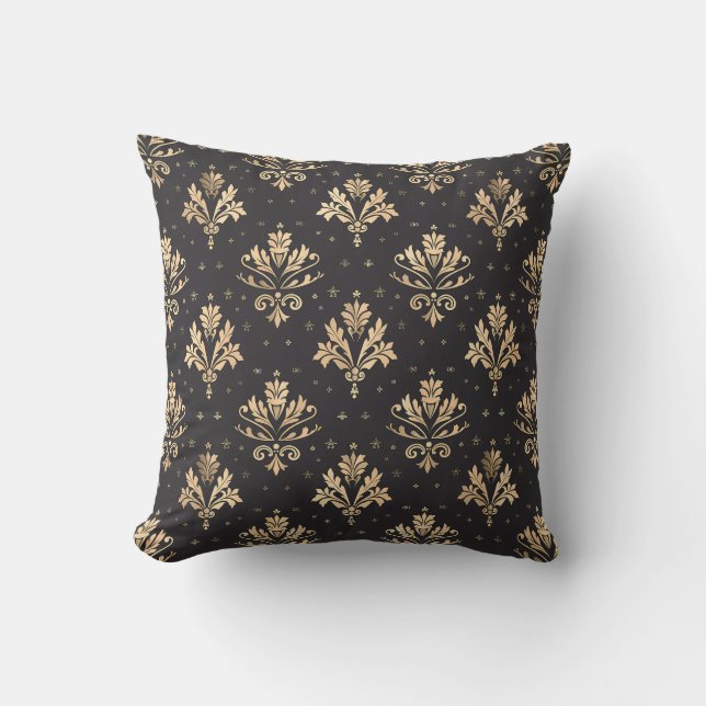 Cojín Decorativo Gilded Noir Damask Princescore (Anverso)