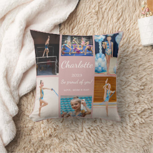 Cojín Decorativo Gimnasia 6 Collage de fotos Pink Keepsake Cushion