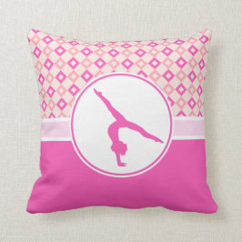 Cojín Decorativo Gimnasia a cuadros rosada de los diamantes con el