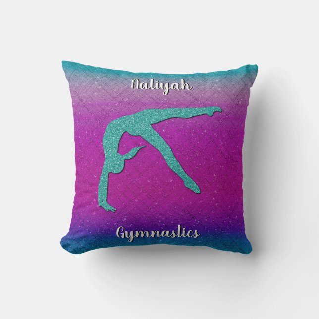 Cojín Decorativo Gimnasia Chica Turquoise Magenta Ombre (Anverso)