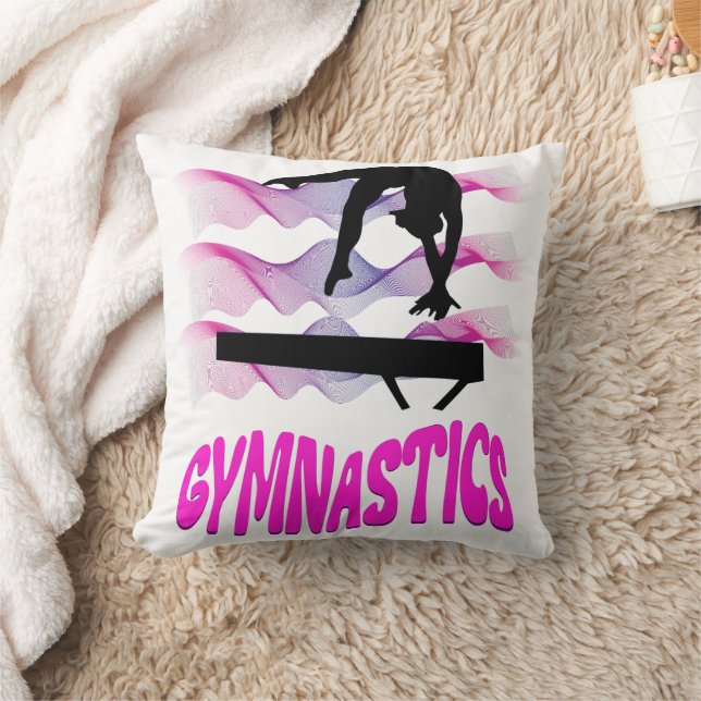 Cojín Decorativo Gimnasia con haz de balance rosa y púrpura (Manta)