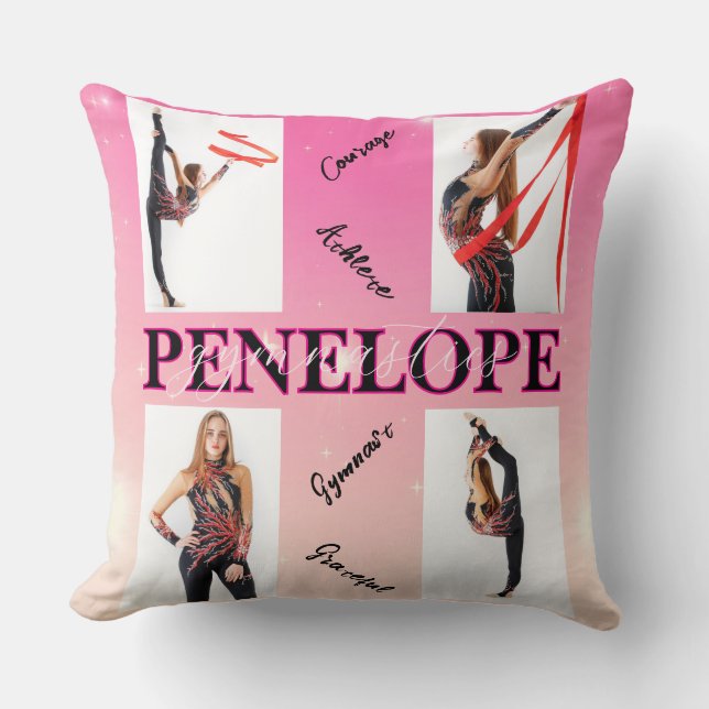 Cojín Decorativo Gimnasia enmarañada Rosa 4 Foto Alentamiento (Anverso)
