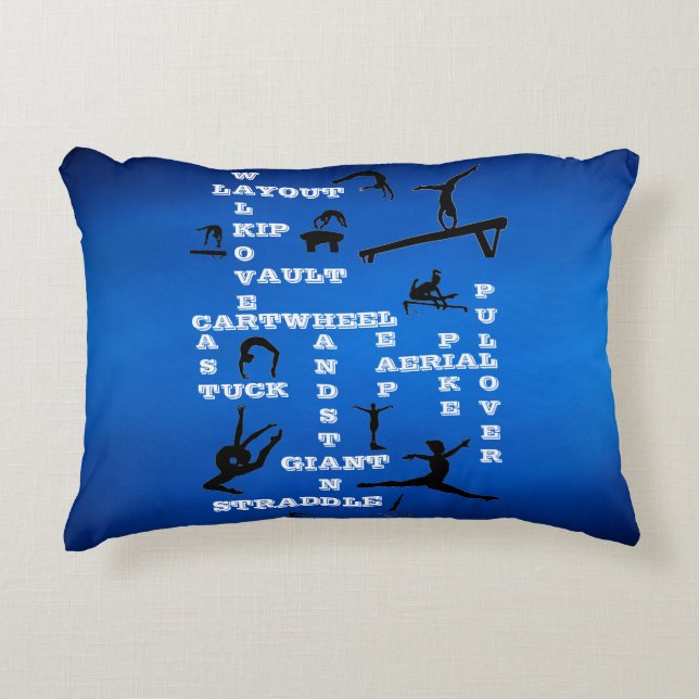 Cojín Decorativo Gimnasia Habilidades Crosswords Blue Pillow con No (Anverso)