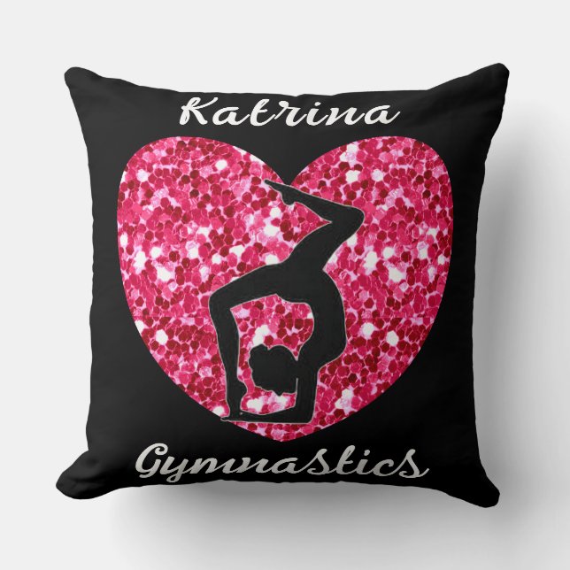 Cojín Decorativo Gimnasia Negra y Rosa Caliente Personalizada (Anverso)
