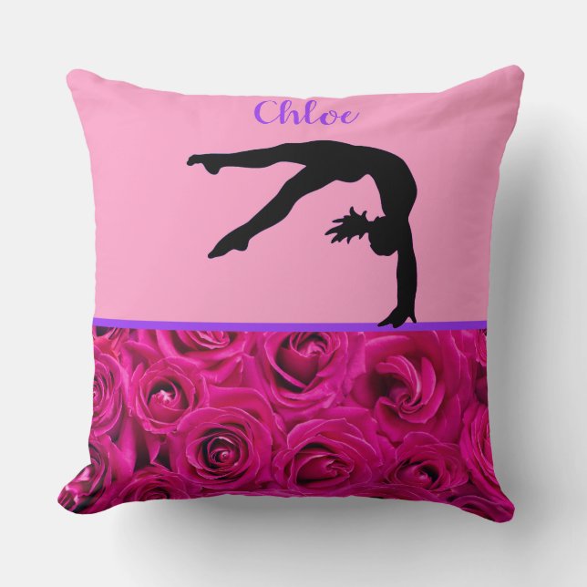 Cojín Decorativo Gimnasia Tumbling Rosas Rosadas (Anverso)