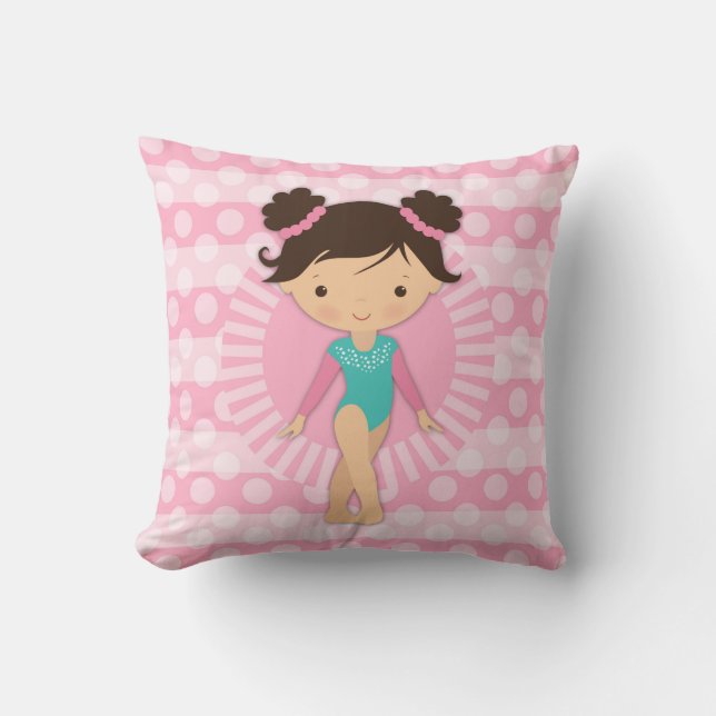 Cojín Decorativo Gimnasta - Gimnasia Cuta Turquesa Rosa (Anverso)