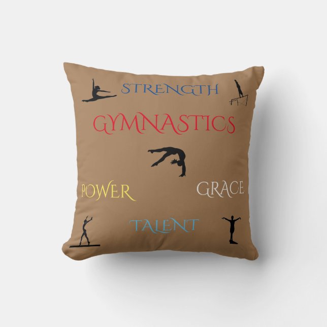 Cojín Decorativo GIMNASTICS personalizado lanzar almohada. (Anverso)