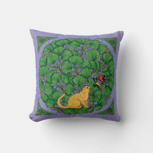Cojín Decorativo Ginger cat mira una mariposa