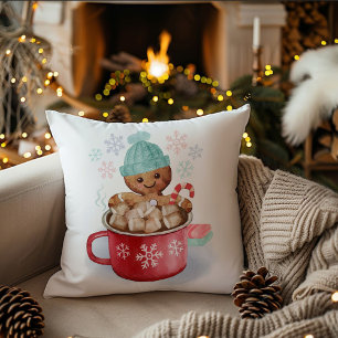 Cojín Decorativo Gingerbread Cookie Hot Chocolate Navidad Throw P