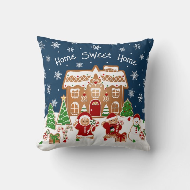 Cojín Decorativo Gingerbread House Christmas Throw Pillow (Anverso)