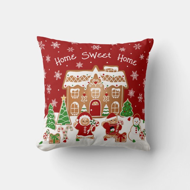 Cojín Decorativo Gingerbread House Christmas Throw Pillow (Anverso)