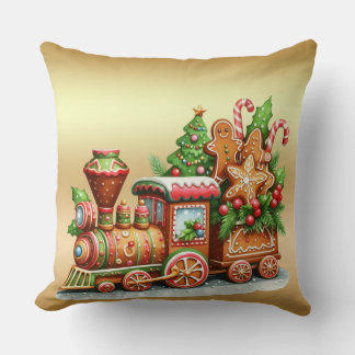 Cojín Decorativo Gingerbread Train Holiday Throw Pillow