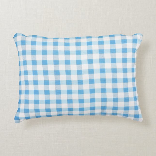 Cojín Decorativo Gingham Azul Bebé (Anverso)