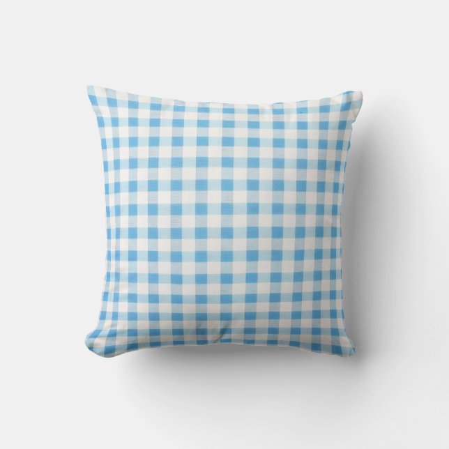 Cojín Decorativo Gingham Azul Bebé (Anverso)