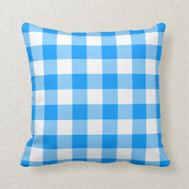 Cojín Decorativo Gingham azul blanco y brillante