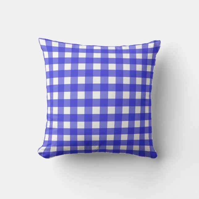 Cojín Decorativo Gingham azul real (Anverso)