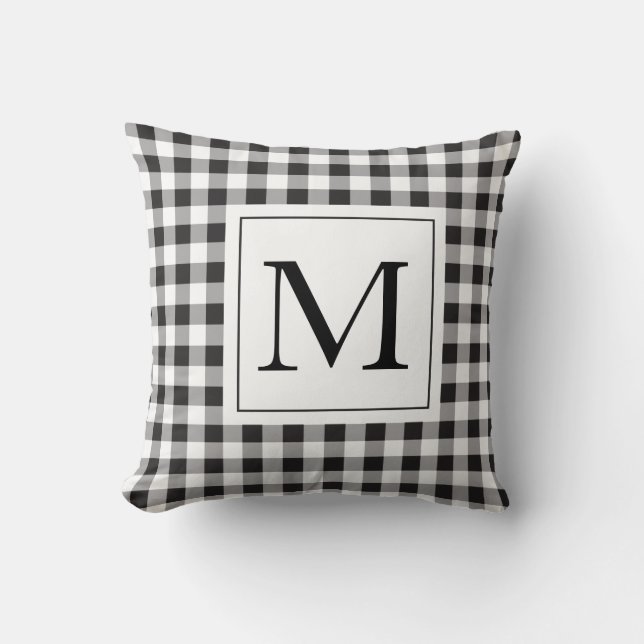 Cojín Decorativo Gingham Black Monogram Pillow (Anverso)