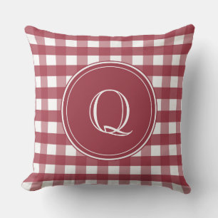 Cojín Decorativo Gingham blanco y rojo oscuro