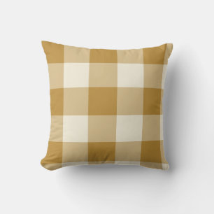 Cojín Decorativo Gingham de Cuadros Grandes Amarillo Mostaza Búfalo