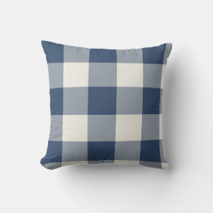 Cojín Decorativo Gingham de cuadros grandes azul marino
