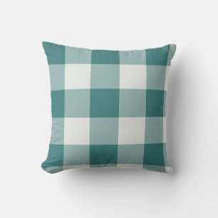 Cojín Decorativo Gingham de cuadros grandes azul verdoso