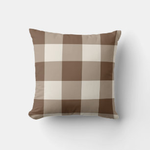 Cojín Decorativo Gingham de cuadros grandes marrón