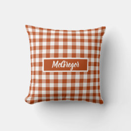 Cojín Decorativo Gingham de Cuadros Rojo Herrumbre Personalizado