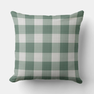 Cojín Decorativo Gingham de cuadros verde avellana y blanco