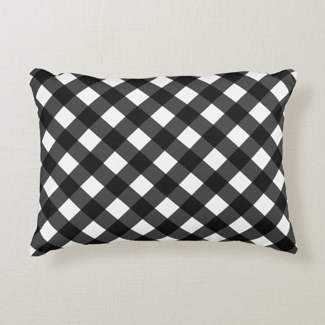Cojín Decorativo Gingham en blanco y negro (Anverso)