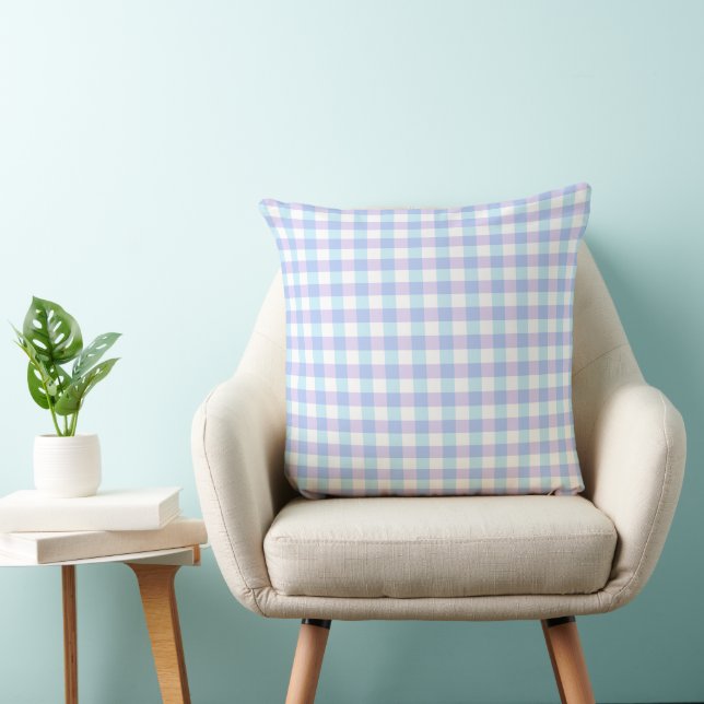 Cojín Decorativo Gingham Morado Pastel (Silla)