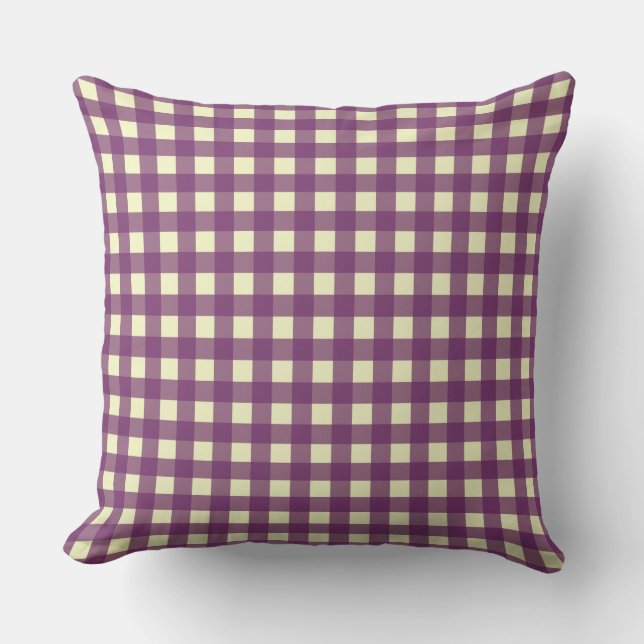 COJÍN DECORATIVO GINGHAM - PURPLE Y BLANCO (Anverso)