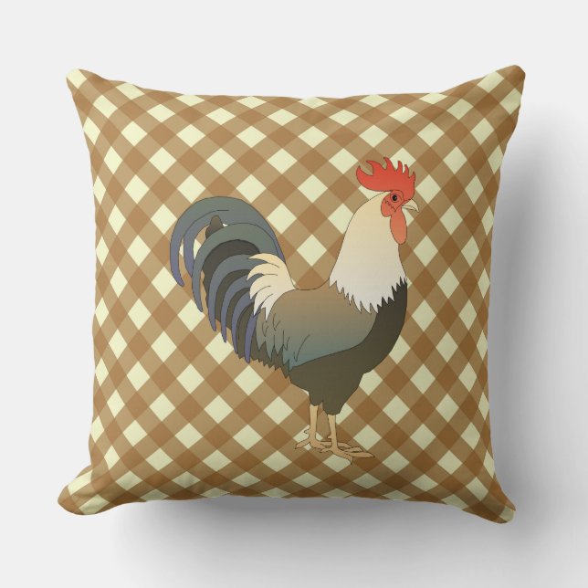 COJÍN DECORATIVO GINGHAM ROOSTER (Anverso)