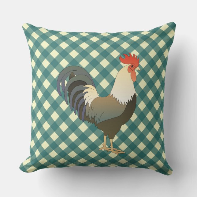 COJÍN DECORATIVO GINGHAM ROOSTER (Anverso)
