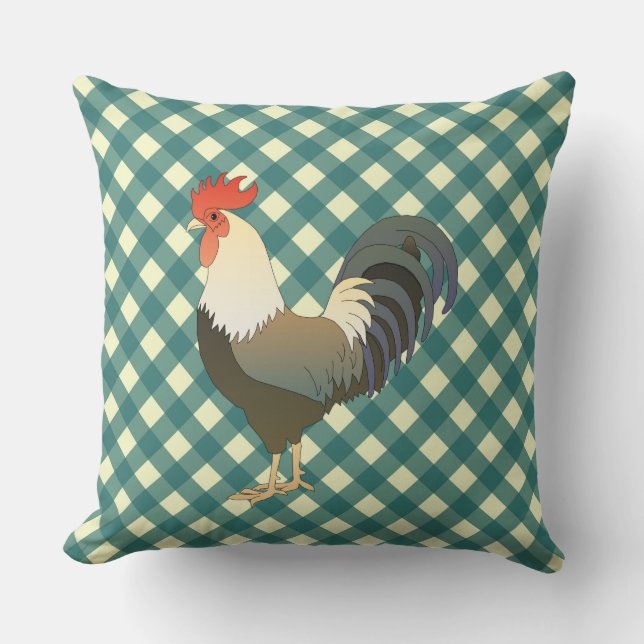 COJÍN DECORATIVO GINGHAM ROOSTER (Anverso)