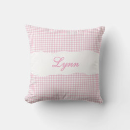 Cojín Decorativo Gingham Rosa Personalizado Nombre