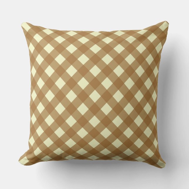 COJÍN DECORATIVO GINGHAM - TAN Y CREAM (Anverso)