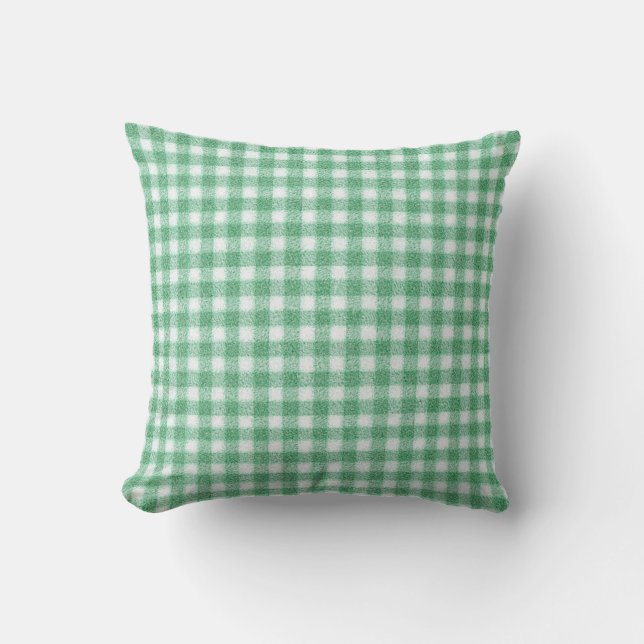 Cojín Decorativo Gingham Verde Menta  (Anverso)