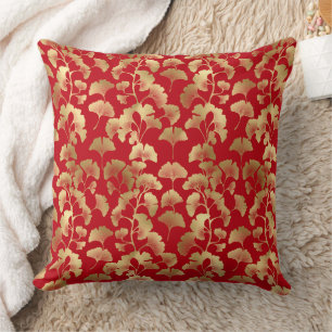 Cojín Decorativo Ginkgo Burgundy Oro con Elegancia Japonesa