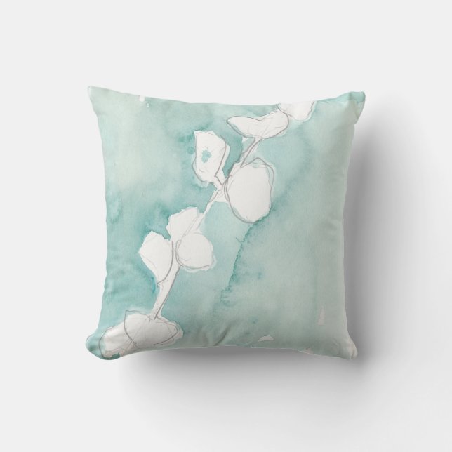 Cojín Decorativo Ginkgo en Dusty Verde azulado - Blanco (Anverso)