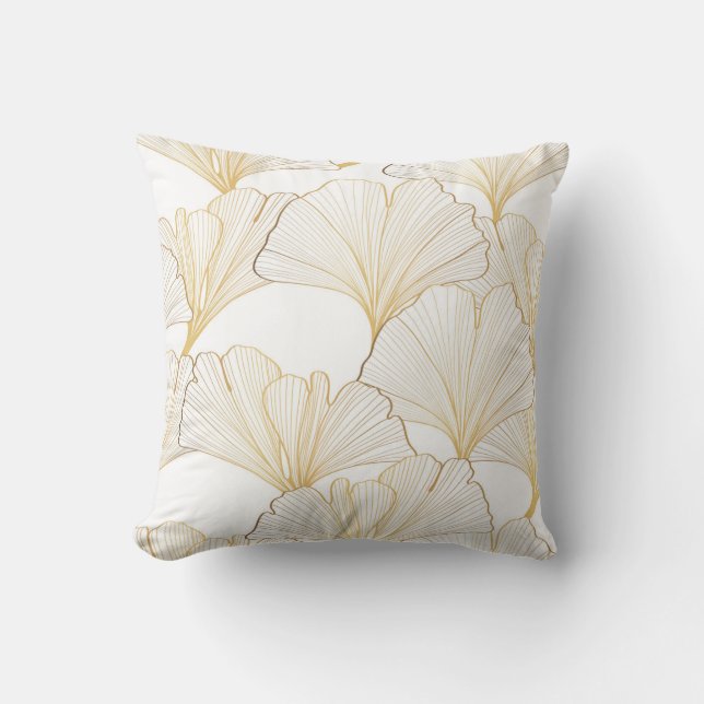 Cojín Decorativo Ginkgo Gold: Lujoso acuerdo de hojas (Anverso)