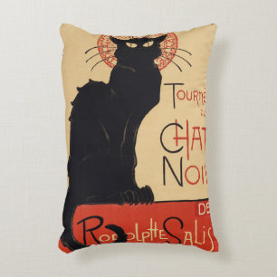 Cojín Decorativo Gira del Gato Negro Vintage Gato Negro Art Nouveau