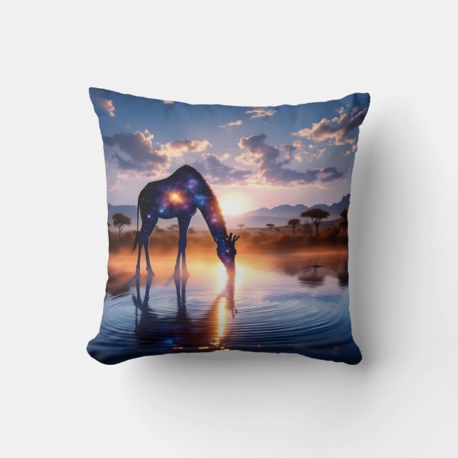 Cojín Decorativo Girafa cósmica - Sunset africano (Anverso)