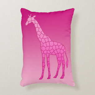Cojín Decorativo Girafa geométrica moderna, fucsia y rosa claro