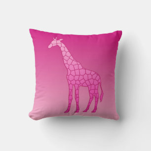 Cojín Decorativo Girafa geométrica moderna, fucsia y rosa claro