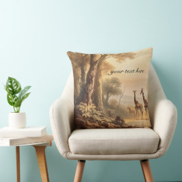 Cojín Decorativo Girafas botánicas vintage, personalizable
