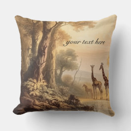 Cojín Decorativo Girafas botánicas vintage, personalizable