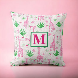 Cojín Decorativo Girafas de adormidera Cosmopolitas Monograma rosa