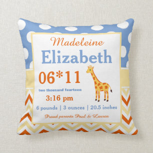 Cojín Decorativo Giraffe Azul Amarillo Invitación Pillow